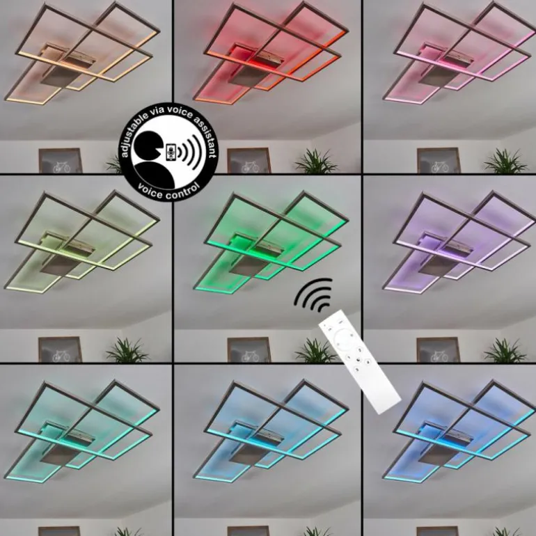 Plafonnier Momahaki LED Chrome, 1 lumière, Télécommandes