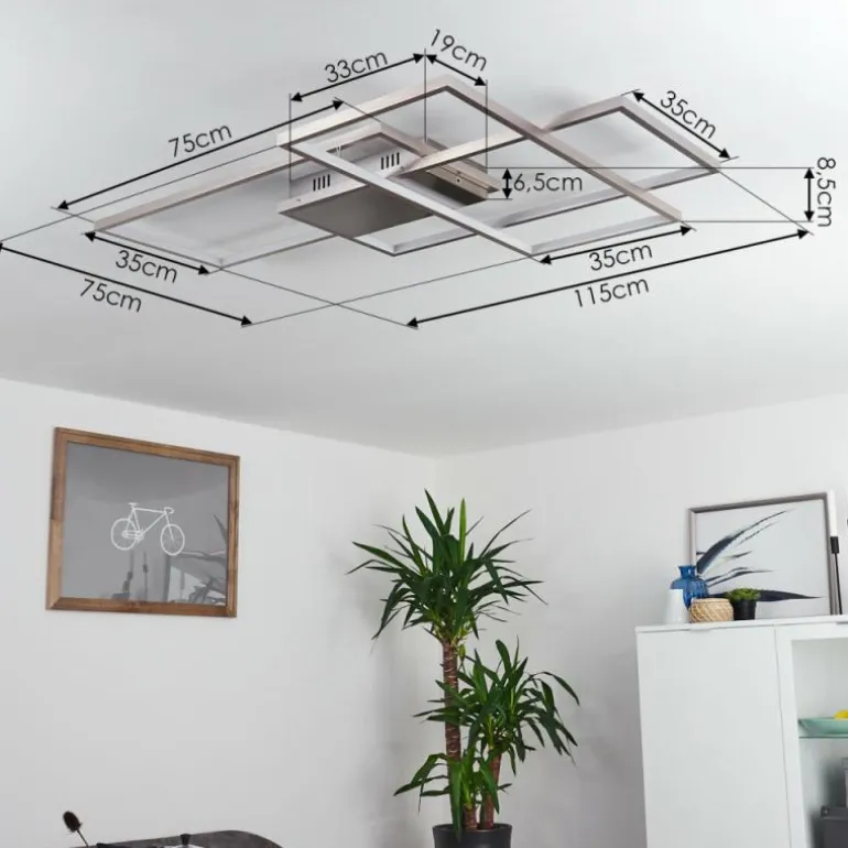 Plafonnier Momahaki LED Chrome, 1 lumière, Télécommandes