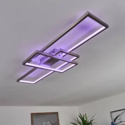 Plafonnier Momahaki LED Nickel mat, 1 lumière, Télécommandes