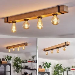 Plafonnier Montgomery Écru, Noir, 4 lumières