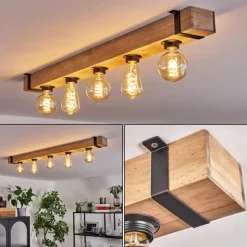 Plafonnier Montgomery Écru, Noir, 5 lumières