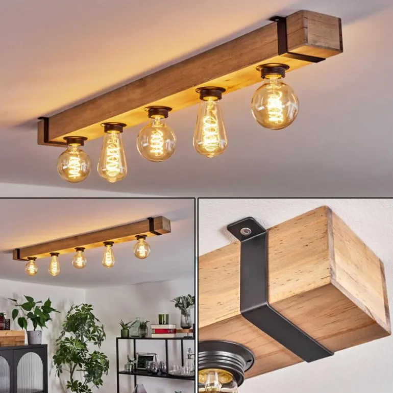 Plafonnier Montgomery Écru, Noir, 5 lumières