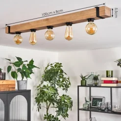 Plafonnier Montgomery Écru, Noir, 5 lumières