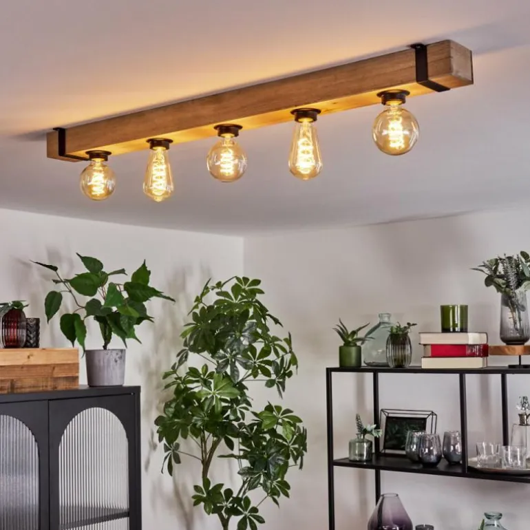 Plafonnier Montgomery Écru, Noir, 5 lumières