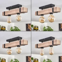 Plafonnier Montgomery Écru, Noir, 2 lumières