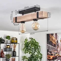 Plafonnier Montgomery Écru, Noir, 2 lumières