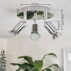 Plafonnier Morges LED Chrome, 3 lumières