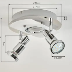 Plafonnier Morges LED Chrome, Nickel mat, 2 lumières