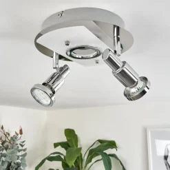 Plafonnier Morges LED Chrome, Nickel mat, 2 lumières