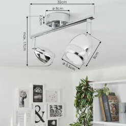 Plafonnier Morges LED Chrome, 2 lumières