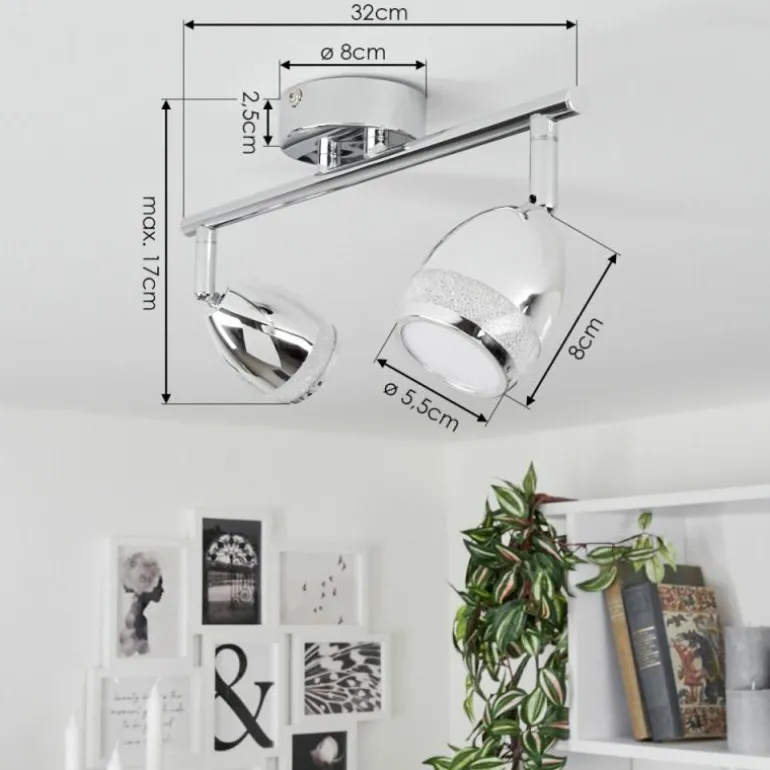 Plafonnier Morges LED Chrome, 2 lumières