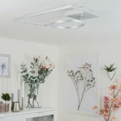 Plafonnier Moya LED Argenté, Blanc, 1 lumière