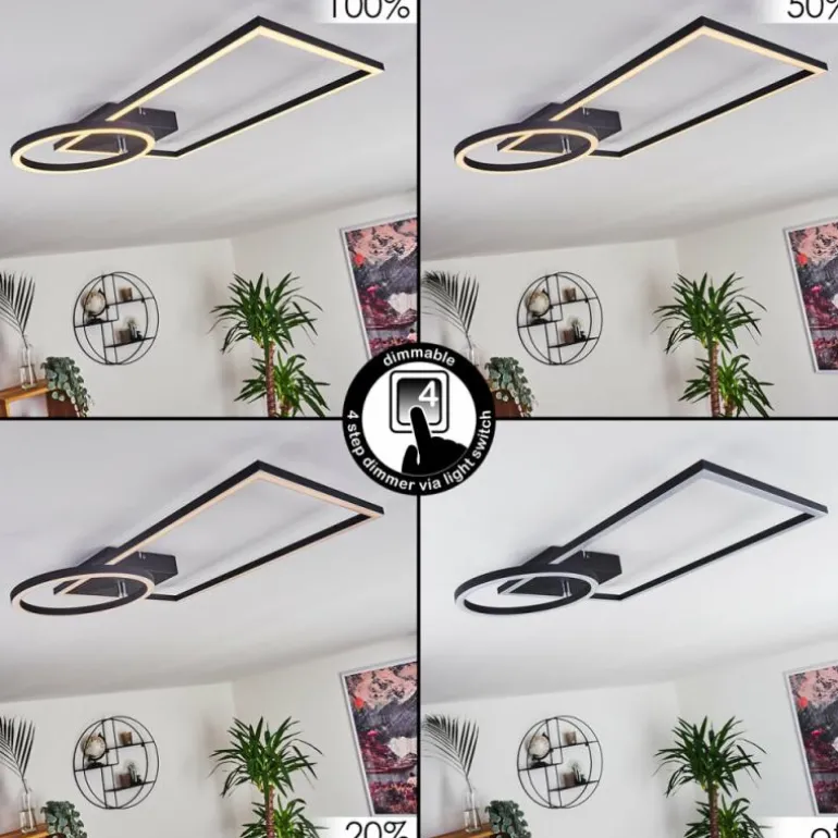 Plafonnier Moya LED Noir, 1 lumière