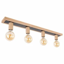 Plafonnier Mugueta Bois clair, 4 lumières