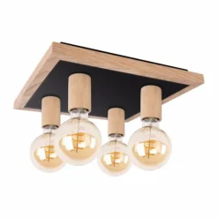 Plafonnier Mugueta Bois clair, 4 lumières