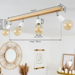 Plafonnier Musland Brun, Chrome, 4 lumières