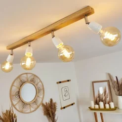 Plafonnier Musland Brun, Chrome, 4 lumières