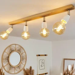 Plafonnier Musland Brun, Chrome, 4 lumières