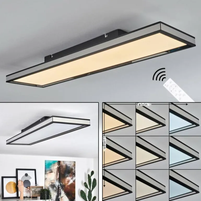 Plafonnier Nabbas LED Noir, 1 lumière, Télécommandes