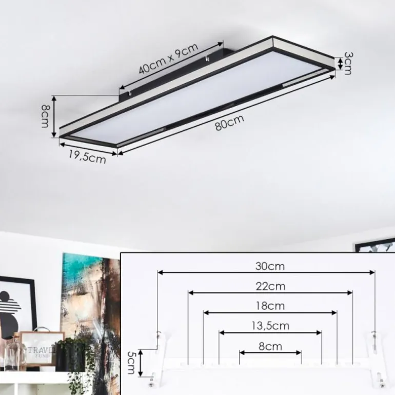 Plafonnier Nabbas LED Noir, 1 lumière, Télécommandes