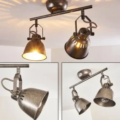 Plafonnier Nanlia Gris, Argenté, 2 lumières