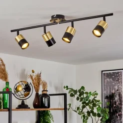 Plafonnier Neftenbach Laiton, Noir, 4 lumières