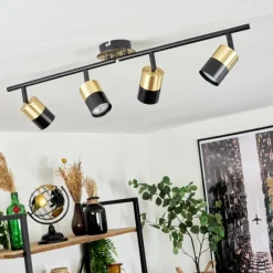 Plafonnier Neftenbach Laiton, Noir, 4 lumières