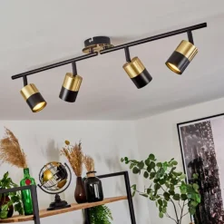 Plafonnier Neftenbach Laiton, Noir, 4 lumières