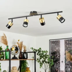 Plafonnier Neftenbach Laiton, Noir, 4 lumières