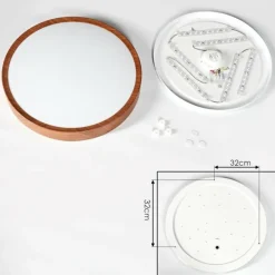 Plafonnier Nexo LED Couleur bois, Blanc, 1 lumière