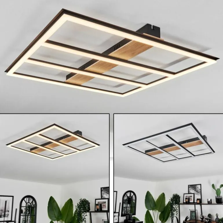 Plafonnier Nganbeto LED Couleur bois, Noir, 1 lumière