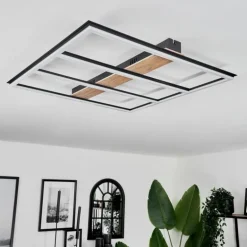 Plafonnier Nganbeto LED Couleur bois, Noir, 1 lumière