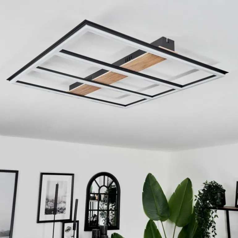 Plafonnier Nganbeto LED Couleur bois, Noir, 1 lumière
