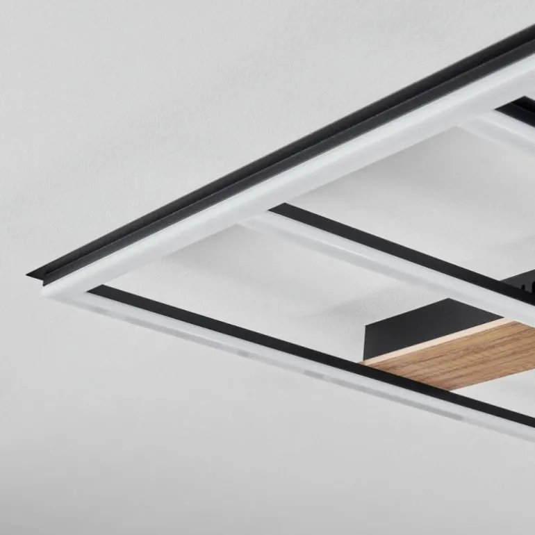 Plafonnier Nganbeto LED Couleur bois, Noir, 1 lumière