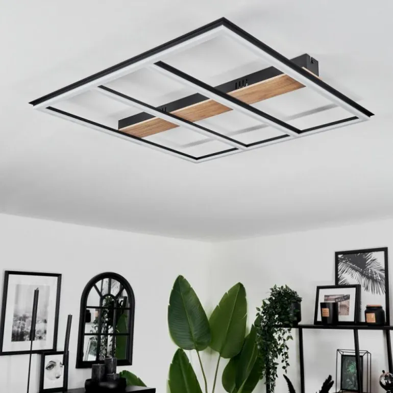 Plafonnier Nganbeto LED Couleur bois, Noir, 1 lumière
