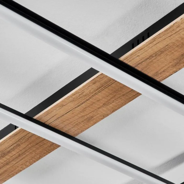 Plafonnier Nganbeto LED Couleur bois, Noir, 1 lumière