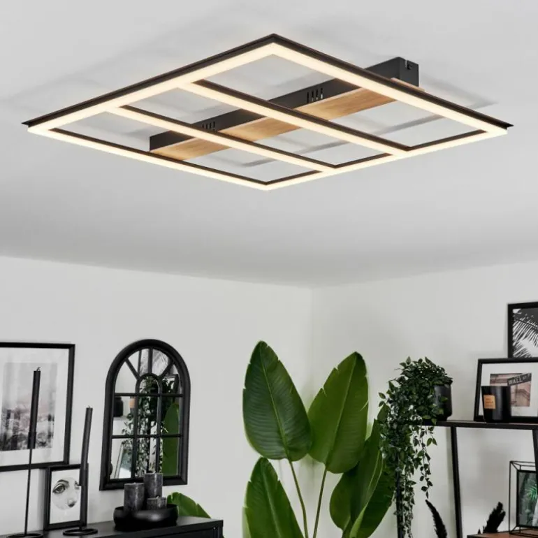 Plafonnier Nganbeto LED Couleur bois, Noir, 1 lumière