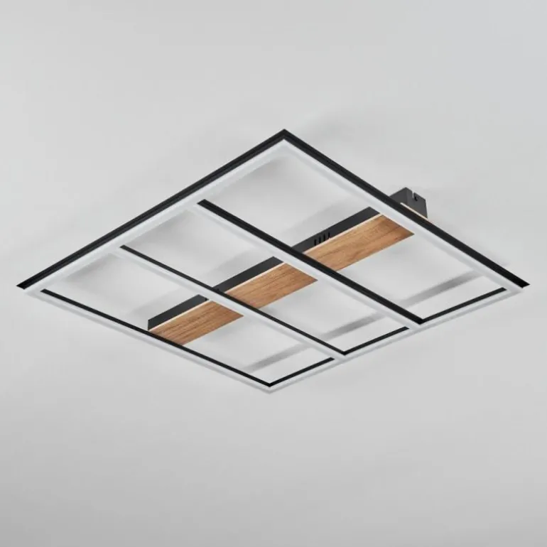 Plafonnier Nganbeto LED Couleur bois, Noir, 1 lumière