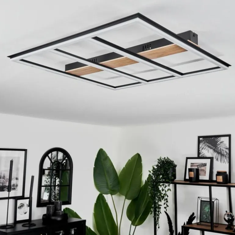 Plafonnier Nganbeto LED Couleur bois, Noir, 1 lumière