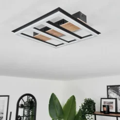 Plafonnier Nganbeto LED Couleur bois, Noir, 1 lumière