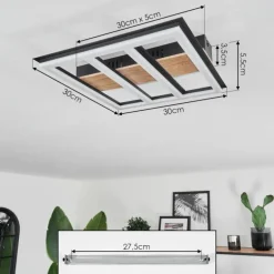 Plafonnier Nganbeto LED Couleur bois, Noir, 1 lumière