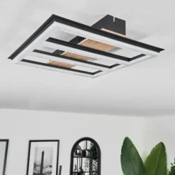 Plafonnier Nganbeto LED Couleur bois, Noir, 1 lumière