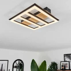 Plafonnier Nganbeto LED Couleur bois, Noir, 1 lumière