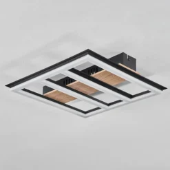 Plafonnier Nganbeto LED Couleur bois, Noir, 1 lumière