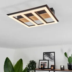 Plafonnier Nganbeto LED Couleur bois, Noir, 1 lumière