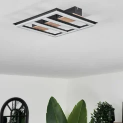 Plafonnier Nganbeto LED Couleur bois, Noir, 1 lumière