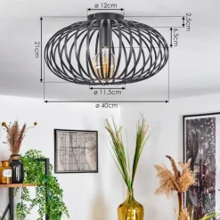 Plafonnier Nomenome Noir, 1 lumière