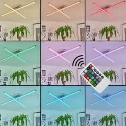 Plafonnier Noppa LED Chrome, Nickel mat, 2 lumières, Télécommandes, Changeur de couleurs