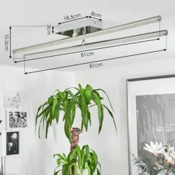 Plafonnier Noppa LED Chrome, Nickel mat, 2 lumières, Télécommandes, Changeur de couleurs