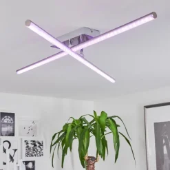 Plafonnier Noppa LED Chrome, Nickel mat, 2 lumières, Télécommandes, Changeur de couleurs